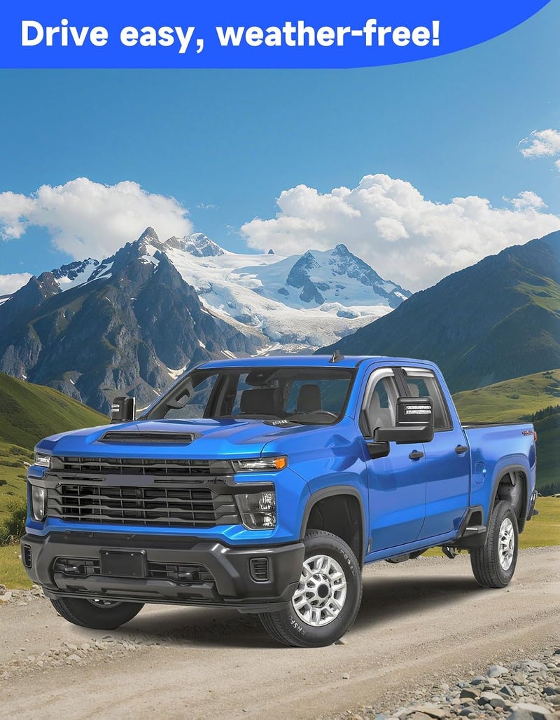 Breejoy in-Channel Window Rain Guards Fit for for Truck Chevy Silverado/GMC Sierra 2500HD 3500HD 2020-2026 Crew Cab, Window Deflector Extra Durable Visors Vent Visors Vent Shades Car Accessories - Image 2